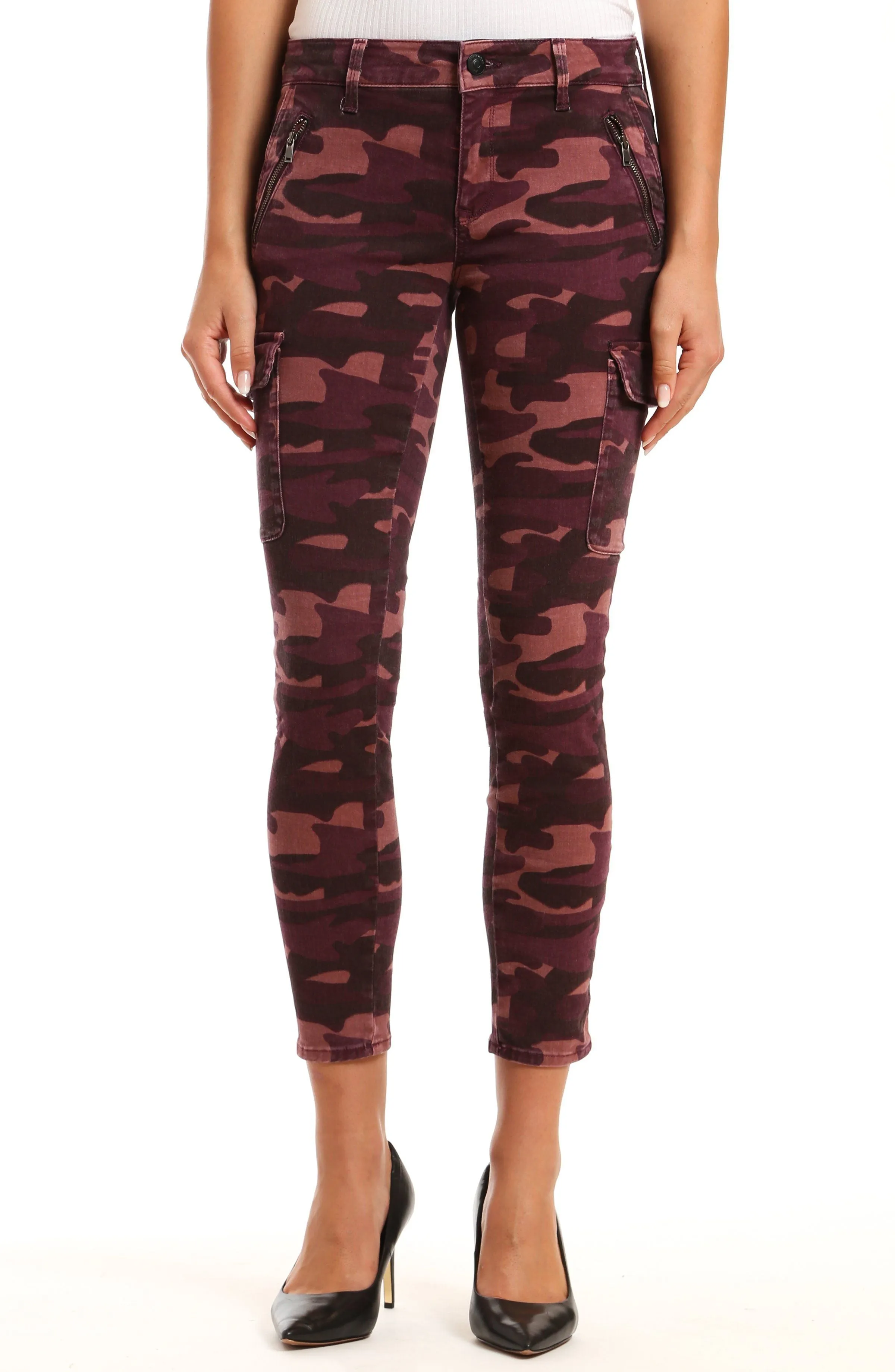 JULIETTE SKINNY CARGO IN PLUM CAMOUFLAGE